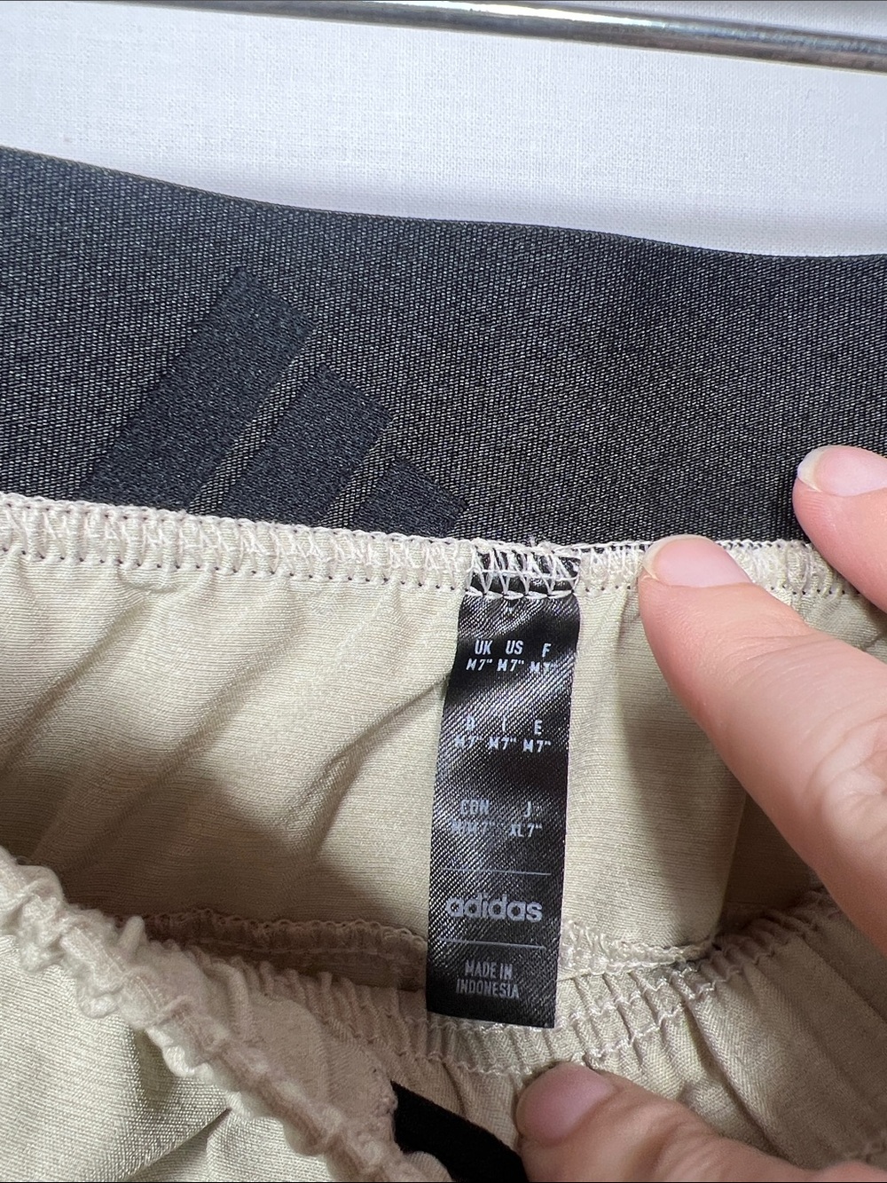 adidas Men’s Beige Athletic Shorts with Black Waistband - Picture 2 of 8